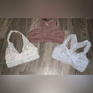 Lace Bralette Set in Off White(S), Mauve(M), and Light Blue(S) Arie and Mudd